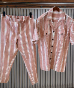 Iconic Pink Stripped Linen Ensemble