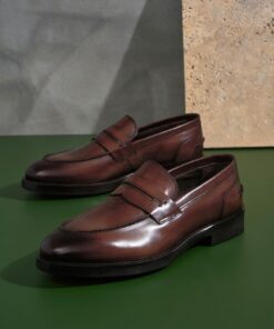 Men's Dark Brown leather penny loafer