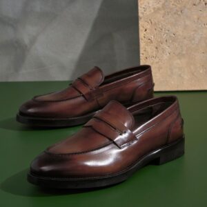 Men's Dark Brown leather penny loafer
