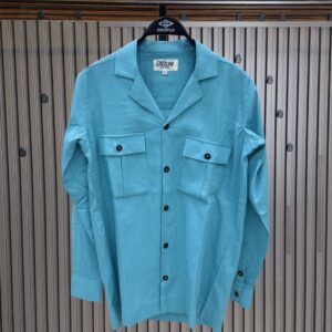Smart Ocean Blue Linen Shirt