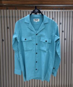 Smart Ocean Blue Linen Shirt