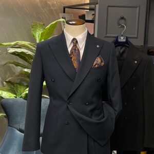 Navy Double Breasted Wool Suit