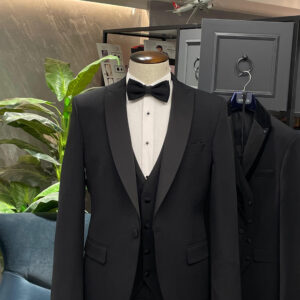 Tuxedo Black Wool Peak Lapel- 3 Pieces