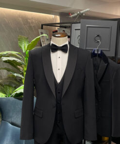 Tuxedo Black Wool Peak Lapel- 3 Pieces