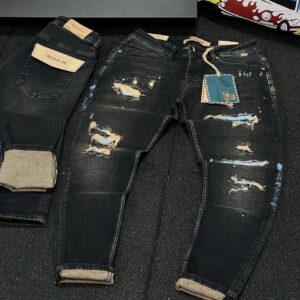 Destroyer Fit White Jean- Interior Patched Sky Blue