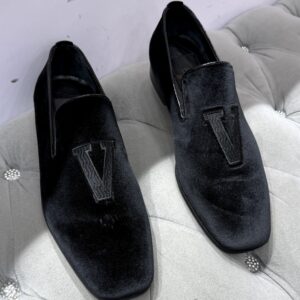 Valn Luxury Black Velvet V Logo loafers