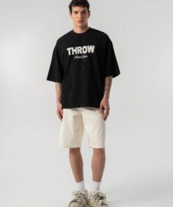 RELAXED FIT TAINTED T-SHIRT- BLACK