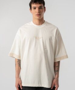 EMBROIDERED TEXT T-SHIRT-Cream White