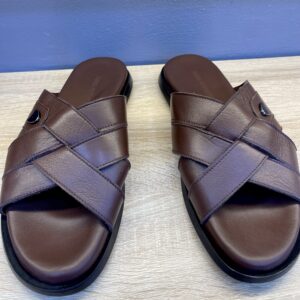 Men's Brown Genuine Leather Slide