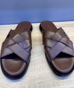 Men's Brown Genuine Leather Slide