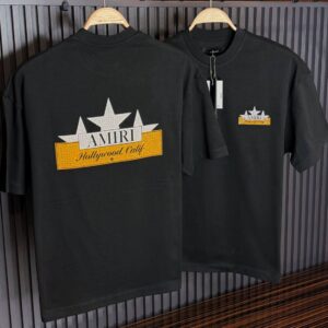 Black Embroidery Three Star Logo T-Shirts