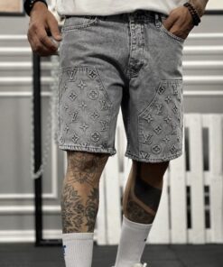 REGULAR FIT DENIM SHORTS- LIGHT GREY