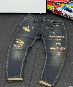 Destroyer Fit White Jean- Interior Patched Red