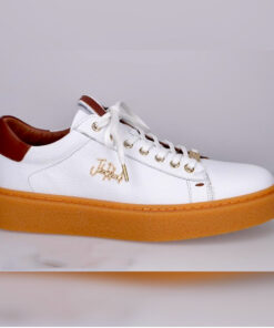 Orange Sole, White Classy JR Sneaker