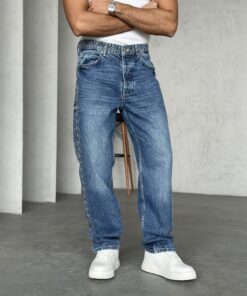 BAGGY FIT JEANS- BROIDERY SIDE DESIGN
