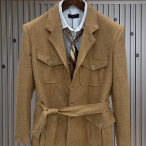 High End Vintage Linen Safari Jacket- Belt