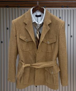 High End Vintage Linen Safari Jacket- Belt