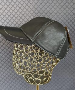 Genuine Leather Cap- Solid Black