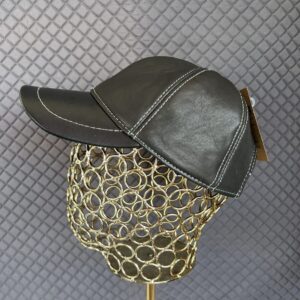 Genuine Leather Cap- Solid Black