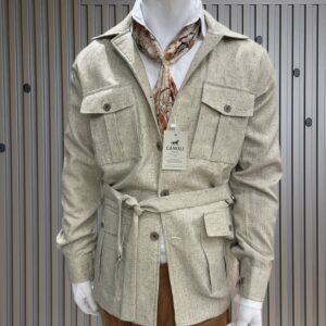 Vintage Linen Safari Jacket With Belt