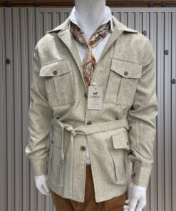 Vintage Linen Safari Jacket With Belt