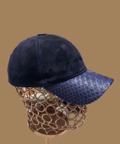 Natural Python Snakeskin Bespoke Hat | Navy