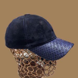 Natural Python Snakeskin Bespoke Hat | Navy