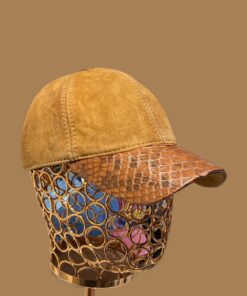 Natural Python Snakeskin Bespoke Hat-Brown