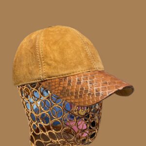 Natural Python Snakeskin Bespoke Hat-Brown