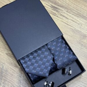 Navy Geometric Vintage Tie | 3 in ONE