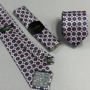 Navy & Light Pink Pattern Polyester Tie | 8 cm