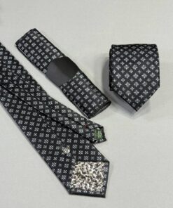 B/W Geometric Polyester Tie | 8 cm