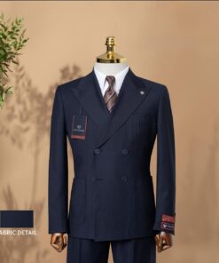 Navy Double Breasted Wool Suit | Italiano