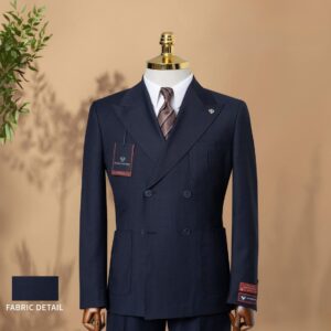 Navy Double Breasted Wool Suit | Italiano