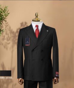 Black Double Breasted Wool Suit | Italiano