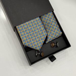 Green & Yellow Pattern Polyester Tie | 3 in ONE