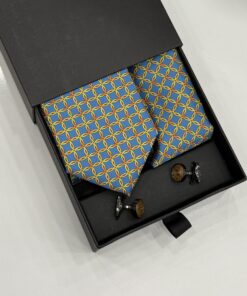 Green & Yellow Pattern Polyester Tie | 3 in ONE