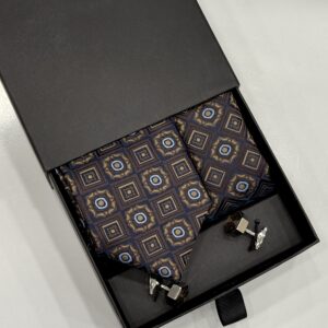 Dark Brown Geometric Vintage Tie | 3 in ONE