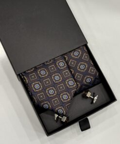 Dark Brown Geometric Vintage Tie | 3 in ONE