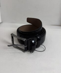 Black Glossy Faux Leather Belt