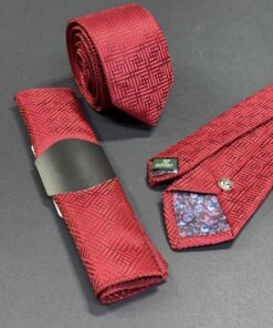Basic Red Microfiber Tie & Handkerchief | 6 cm