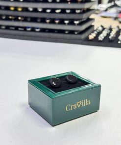 Round Gunmetal Black Cufflinks with Onyx