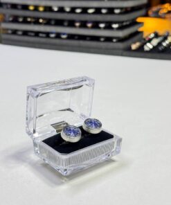 Silver-Tone Blue Zirconia Cufflinks