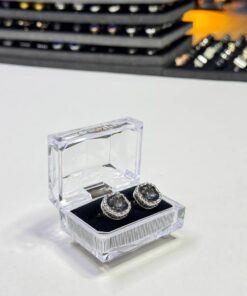 Silver-Tone Black Zirconia Cufflinks