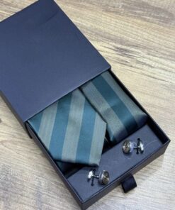 Basic Stripped Green Tie | 3 in ONE