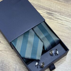 Basic Stripped Green Tie | 3 in ONE