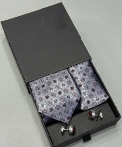 Grey & Purple Geometric Tie | 3 in ONE