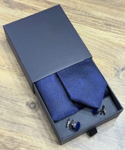 Navy Blue Vintage Polyester Tie | 3 in ONE