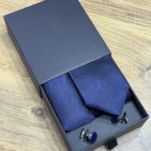 Navy Blue Vintage Polyester Tie | 3 in ONE