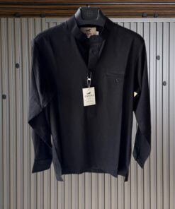 Vintage Style Polo Linen Shirts | Black